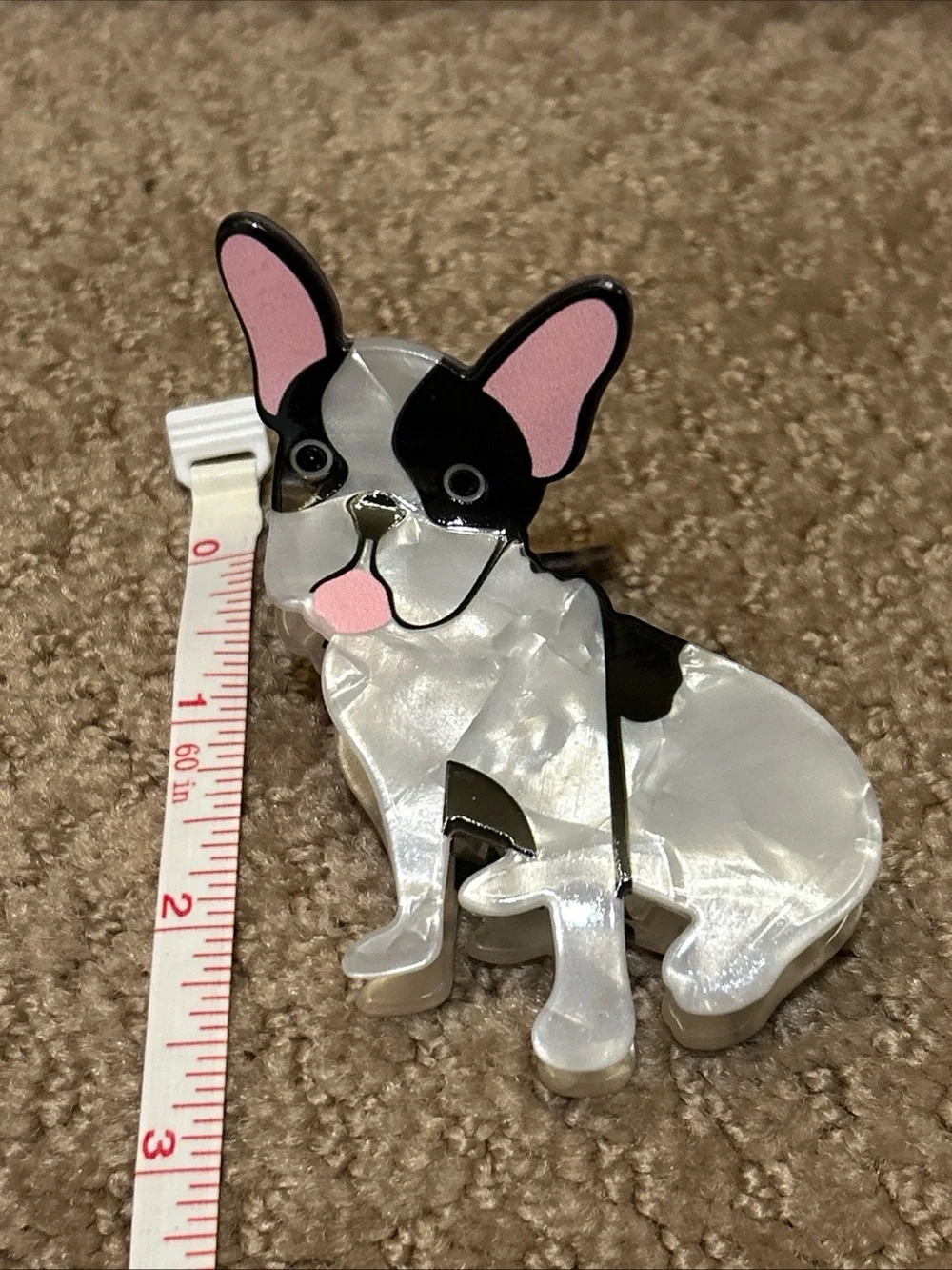 FRENCH BULLDOG Pink Linen Stay Paws-sitive Hair Claw Clip Clawclip Adorable Pup!